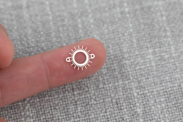Sun Burst Connector - 14Kt Gold Filled or Sterling Silver- Sun Connectors - Bracelet or Necklace - Permanent Jewelry Supply