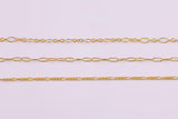 Gold Filled Chain Paperclip Italian Curb Figaro Big and Small 2.5mm 14K Gold Filled 1420 Made in USA
