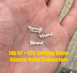 Custom Gold Filled Connectors - any WORD or NAME connector for Permanent Jewelry, sterling silver or gold filled