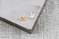 gold filled Marijuana Cannabis Leaf weed 420 connector - silver or gold filled- permanent jewelry word connectors- charm, pendant