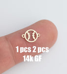 14K Gold Filled Baseball Connector Permanent Jewelry Connectors 14K GF 1420 or 925 Sterling Silver 7mm tall ball connector