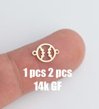 14K Gold Filled Baseball Connector Permanent Jewelry Connectors 14K GF 1420 or 925 Sterling Silver 7mm tall ball connector