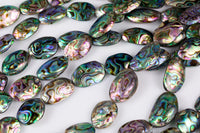 Natural Abalone Beads Puffy Oval Freeform Free Form Shape Beads. A Quality 15.5 inch strand