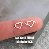 Hollow Heart Connector Permanent Jewelry Connectors 14K Gold Filled or 925 Sterling Silver Gold Filled Connectors Wholesale Supply