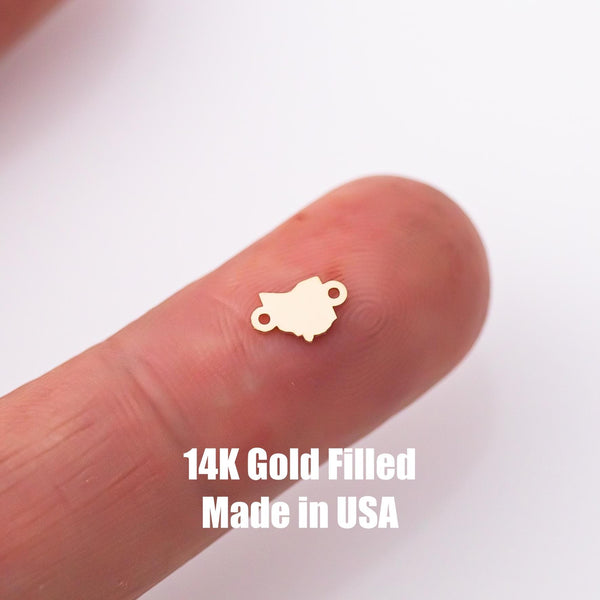 Permanent Ohio state Shape Connector - 14kt gold filled or Sterling Silver - Made in the USA - Custom