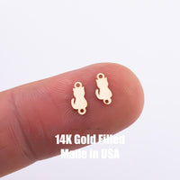 Cat Connector - 14Kt Gold Filled Sterling Silver - Cat Animal Connectors - Permanent Jewelry Supply