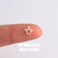 gold filled Fuck Middle Finger - sterling silver or gold filled- permanent jewelry word connectors- charm, pendant