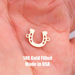 Horse Shoe Horseshoe Connector - 14Kt Gold Filled or Sterling Silver- Horse Connectors - Bracelet or Necklace - Permanent Jewelry Supply