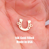 Horse Shoe Horseshoe Connector - 14Kt Gold Filled or Sterling Silver- Horse Connectors - Bracelet or Necklace - Permanent Jewelry Supply