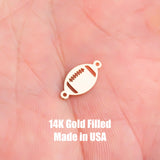 2x Gold Filled Football connector for Permanent Jewelry 14K Gold Filled sterling silver Sport connector pendant 6x12mm