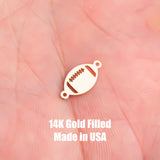 2x Gold Filled Football connector for Permanent Jewelry 14K Gold Filled sterling silver Sport connector pendant 6x12mm