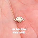 Scallop Clam Sea Shell Connector - 14Kt Gold Filled Sterling Silver - Scallop Shell Connectors - Permanent Jewelry Supply- Wholesale