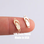 Flip Flop Sandals Connector - 14Kt Gold Filled Sterling Silver - Beach Connectors - Permanent Jewelry Supply Flip Flops
