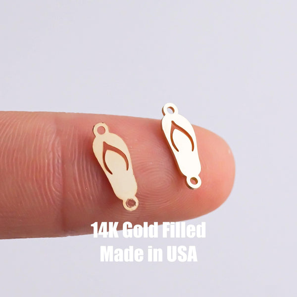 Flip Flop Sandals Connector - 14Kt Gold Filled Sterling Silver - Beach Connectors - Permanent Jewelry Supply Flip Flops