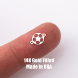 gold filled Soccer connector - sterling silver or solid gold- permanent jewelry word connectors- charm, pendant, 7 mm tall ball connector