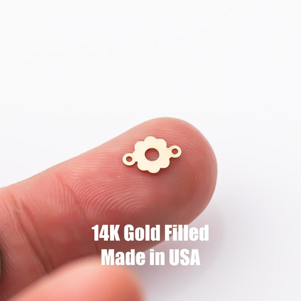 Daisy Flower Connector Permanent Jewelry 14kt gold filled or Sterling Silver - Made in the USA