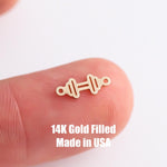Dumbbell Barbell Connector 14K Gold Filled Permanent Jewelry Connectors 14kt gold filled or Sterling Silver Gym Workout - Made in the USA
