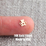 Love Bear Connector - 14Kt Gold Filled Sterling Silver - - Bear Connectors - Permanent Jewelry Supply