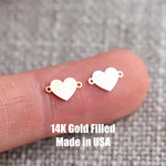 Gold Filled Heart Connector - sterling silver or gold filled- permanent jewelry word connectors- charm, pendant, 6 mm tall