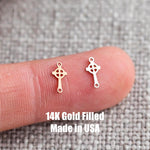 gold filled Celtic Cross connector - sterling silver or gold filled- permanent jewelry word connectors- charm, pendant, 7 mm tall