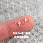 North Star Connector - Tiny 14Kt Gold Filled or Sterling Silver - Link for Bracelet or Necklace - Permanent Jewelry Supply