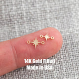 North Star Connector - Tiny 14Kt Gold Filled or Sterling Silver - Link for Bracelet or Necklace - Permanent Jewelry Supply