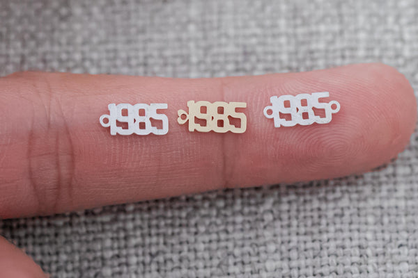 Gold filled personalized date connector, Permanent jewelry Supply, custom year or date charm, Year charm connector, charm bar