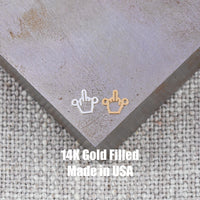 gold filled Fuck Middle Finger - sterling silver or gold filled- permanent jewelry word connectors- charm, pendant