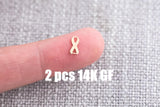 2pcs Gold Filled Cancer Ribbon Connector - sterling silver or gold filled - Breast Cancer Connector permanent jewelry word connectors charms