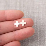 Set of 2 Square Cross Connectors - 14Kt Gold Filled or Sterling Cross Connectors Religious Link Bracelet Necklace Permanent Jewelry