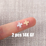 Set of 2 Square Cross Connectors - 14Kt Gold Filled or Sterling Cross Connectors Religious Link Bracelet Necklace Permanent Jewelry