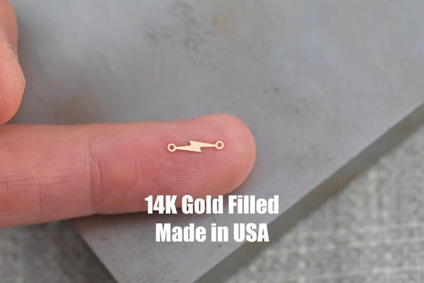Two Pieces-2 x 14Kt Gold Filled or Sterling Silver Lightening Bolt Connectors - Bracelet or Necklace - Permanent Jewelry Supply