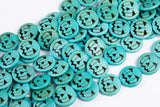 Large Turquoise Pumpkin Beads 30mm Pumpkins Halloween Blue Green Turquoise 15.5" Strand