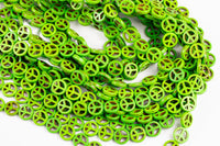 Green Turquoise Peace Sign Beads 15mm Peace Signs Turquoise 15.5" Strand