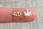 gold filled Marijuana Cannabis Leaf weed 420 connector - silver or gold filled- permanent jewelry word connectors- charm, pendant