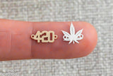 gold filled Marijuana Cannabis Leaf weed 420 connector - silver or gold filled- permanent jewelry word connectors- charm, pendant