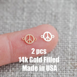 Peace Sign Connector 14k Gold Filled Permanent Jewelry Connectors 14kt Gold Filled Sterling Silver Made in USA