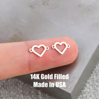 Hollow Heart Connector Permanent Jewelry Connectors 14K Gold Filled or 925 Sterling Silver Gold Filled Connectors Wholesale Supply