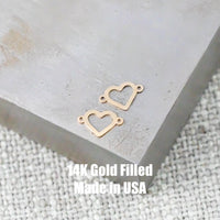 Hollow Heart Connector Permanent Jewelry Connectors 14K Gold Filled or 925 Sterling Silver Gold Filled Connectors Wholesale Supply