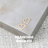 Hollow Heart Connector Permanent Jewelry Connectors 14K Gold Filled or 925 Sterling Silver Gold Filled Connectors Wholesale Supply