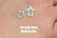 Large or Medium Turtle connector for Permanent Jewelry 14K Gold Filled sterling silver Sport connector pendant connectors charms