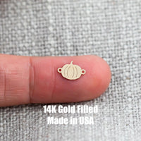 Pumpkin Connector - 14Kt Gold Filled Sterling Silver Fall Autumn Halloween Connectors - Permanent Jewelry Supply