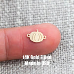Pumpkin Connector - 14Kt Gold Filled Sterling Silver Fall Autumn Halloween Connectors - Permanent Jewelry Supply