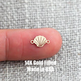 Scallop Clam Sea Shell Connector - 14Kt Gold Filled Sterling Silver - Scallop Shell Connectors - Permanent Jewelry Supply- Wholesale
