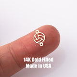 gold filled Volleyball connector - sterling silver or Gold filled- permanent jewelry word connectors- charm, pendant, Sport connector