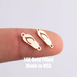 Flip Flop Sandals Connector - 14Kt Gold Filled Sterling Silver - Beach Connectors - Permanent Jewelry Supply Flip Flops