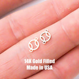 gold filled Tennis Ball connector - sterling silver or solid gold- permanent jewelry word connectors- charm, pendant, 7 mm tall