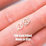 gold filled Tennis Ball connector - sterling silver or solid gold- permanent jewelry word connectors- charm, pendant, 7 mm tall