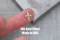 Fleur di Lis connector for Permanent Jewelry 14K Gold Filled sterling silver connector pendant