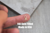 2pcs Gold Filled Cancer Ribbon Connector - 14K GF / Sterling Silver Awareness Ribbon Connectors Breast Cancer Bracelet Permanent Jewelry